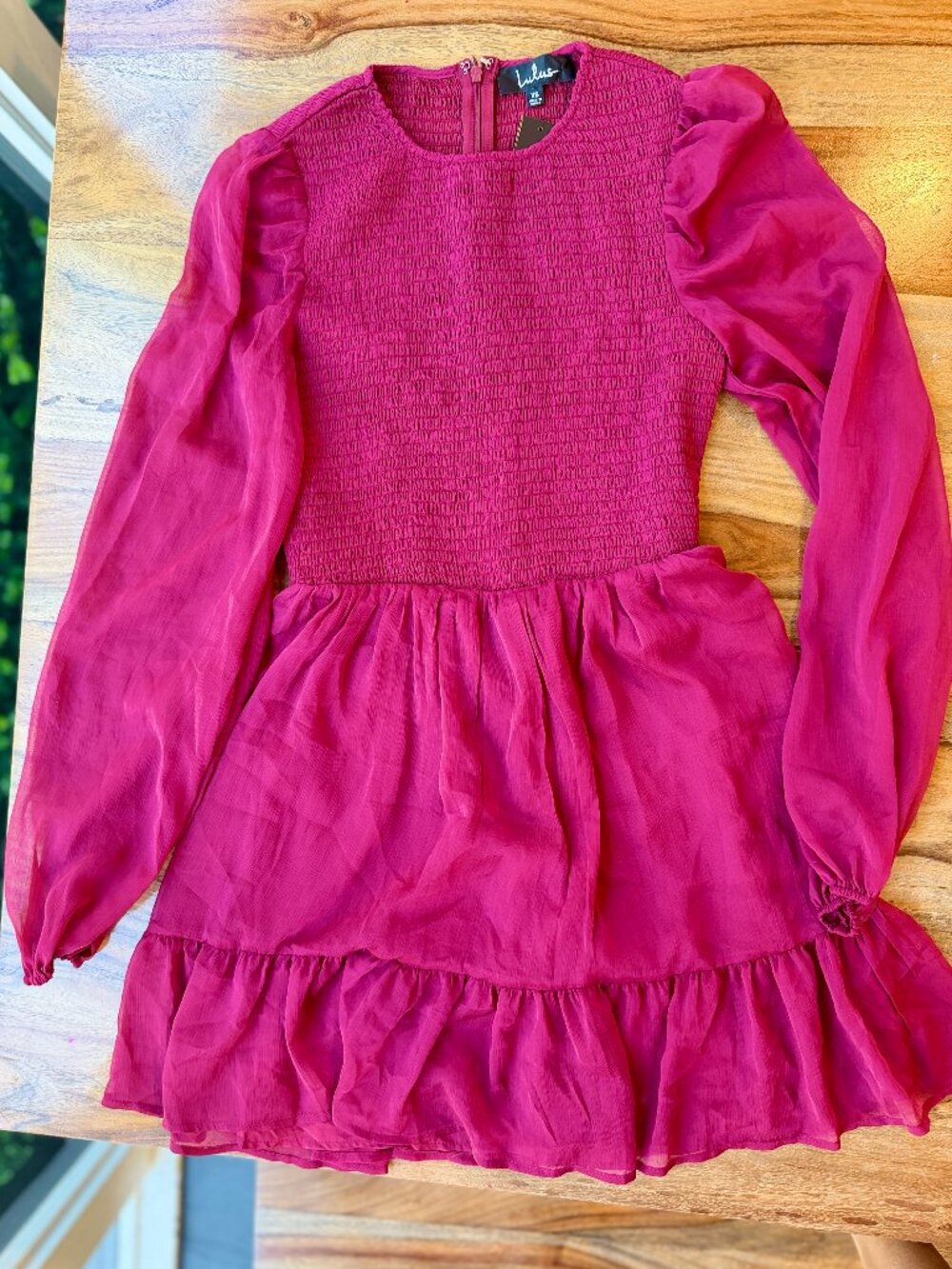 Lulus Simply the Sweetest Berry Red Smocked Mini Dress NWT XS